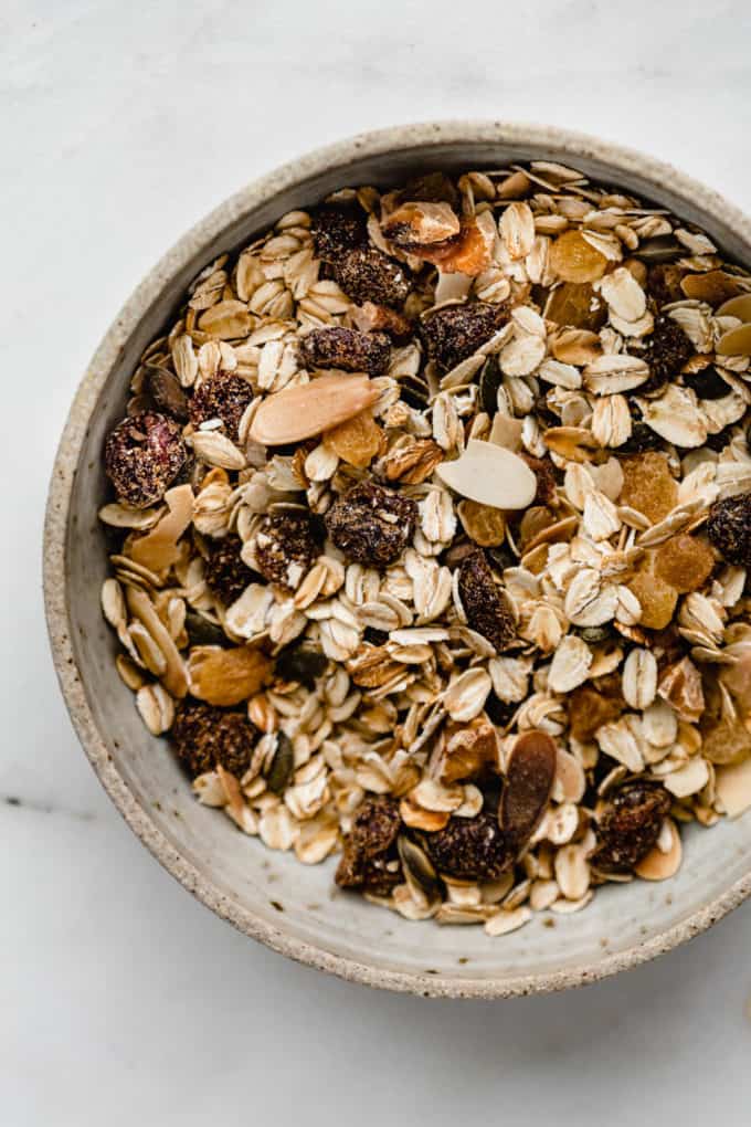 Muesli in a ceramic bowl